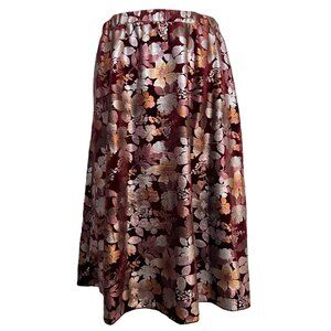 Vintage Metallic Floral Burgundy A Line Skirt Size M Knee Length Velour Y2K 00s